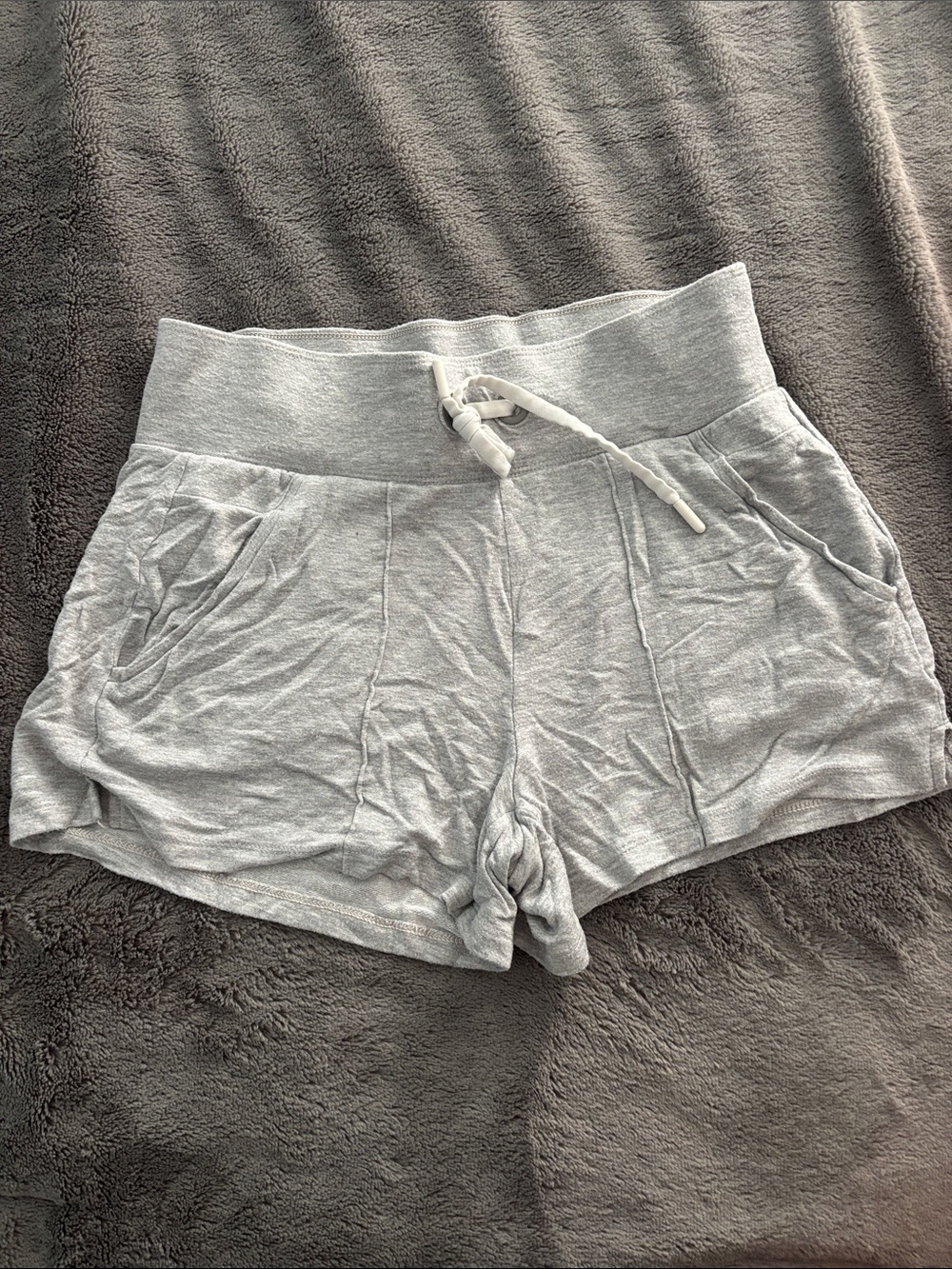 Athleta Light Gray Women's Lounge Shorts with Drawstring Waist